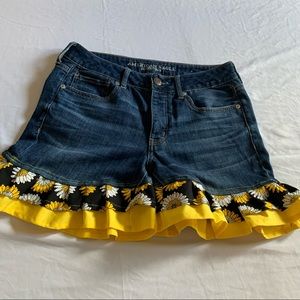 American Eagle shorts with ,new homemade attached Floral print ruffle edge.